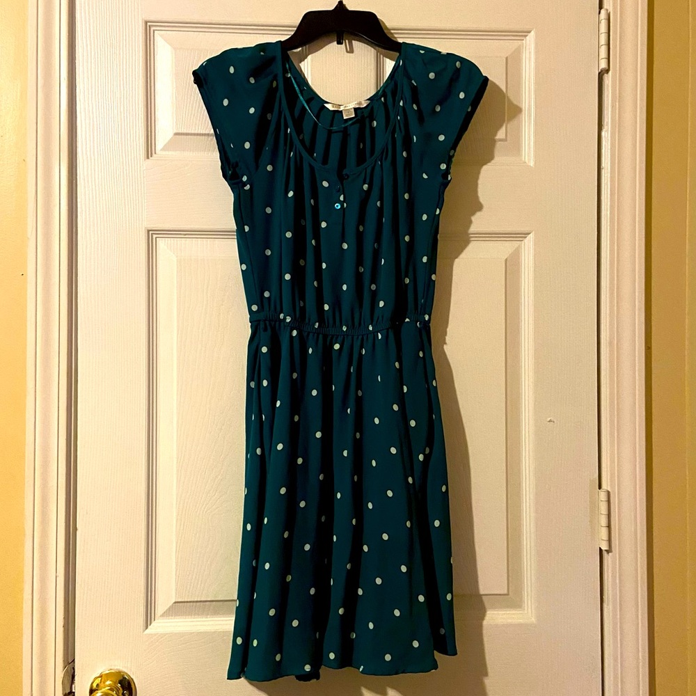 Green polka dot Dress, Size S, Brand Lauren Conrad